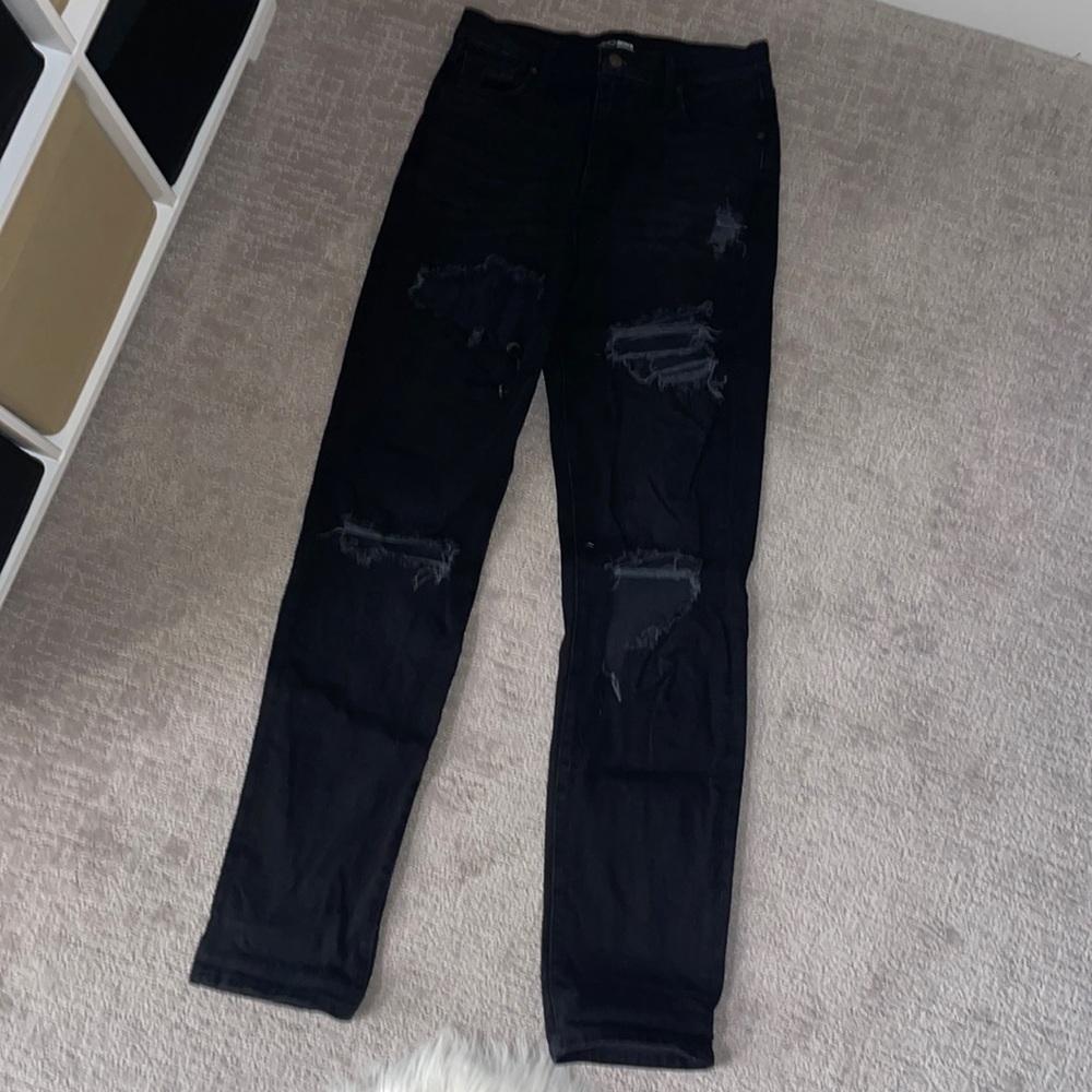 Fashion Nova black distressed jeans